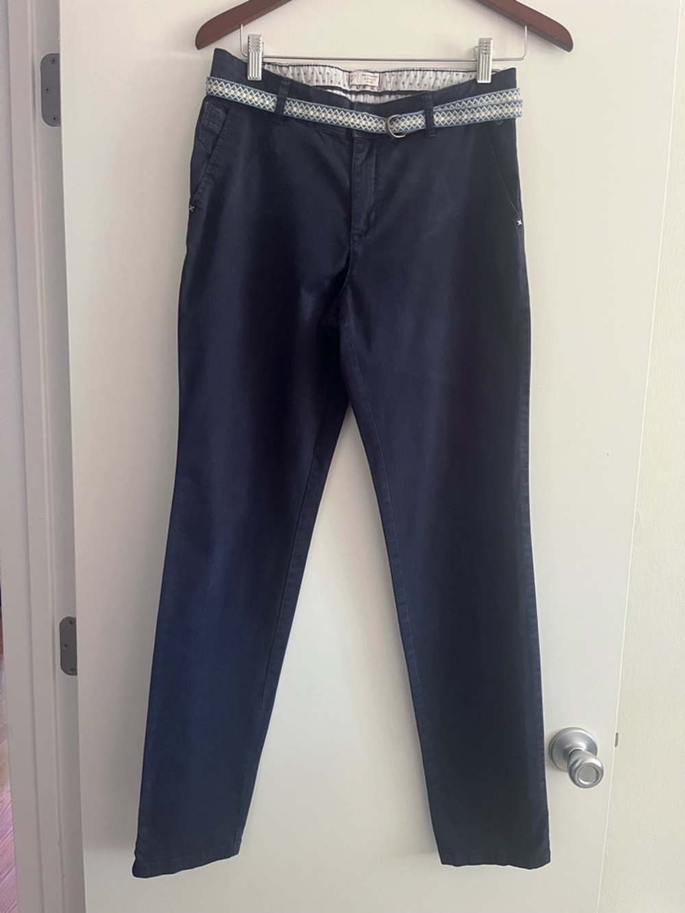 Esprit Navy Blue Women's Chino Pants with Patterned Belt
